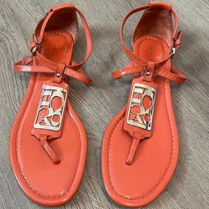COACH Sandals Odele Tangerine Logo Size 10